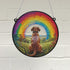 Labrador Chocolate Rainbow Bridge Stained Glass Effect Suncatcher